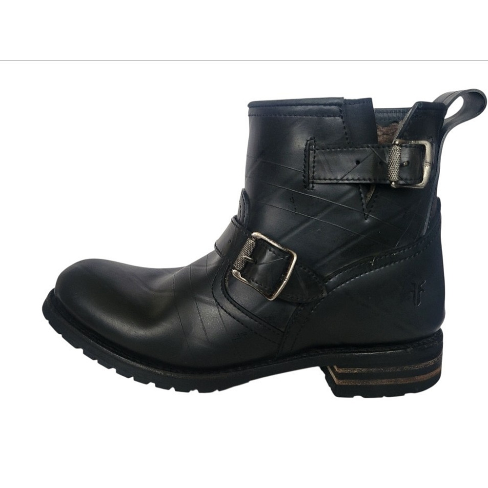 FRYE Rain Women Boots SHEARLING FUR Lined Black Rubber Made in SPAIN Size US 9 M